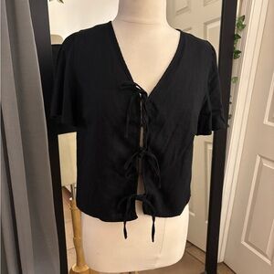 1. State Black Lace-Up Blouse